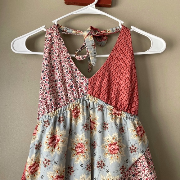 Vintage Syrup Patchwork Floral Cottage Core Halter Top L - Picture 3 of 6
